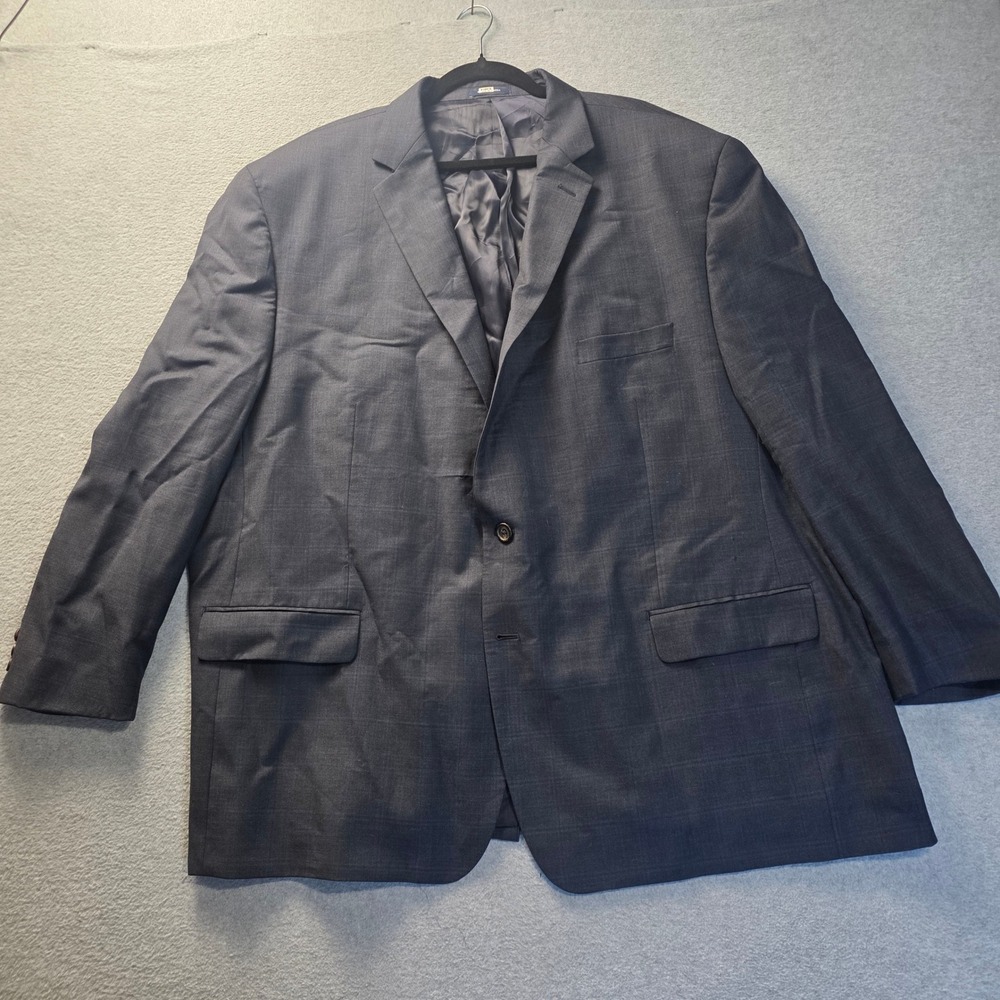 Ralph Lauren Blazer Sport Coat Mens 56R Gray Blue Plaid 100% Wool Dillard's